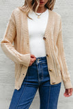 Dark Khaki Open Knit Drop Shoulder Sweater Cardigan