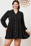 Ruffled Button Up Long Sleeve Tiered Shirt