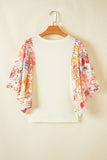 Beige Floral Patchwork Half Batwing Sleeve Blouse