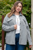 Plus size button-up jacket with pockets for fall outerwear