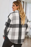 Plus size plaid button up jacket with collared neck