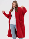 Pocketed Open Front Long Sleeve Longline Cardigan