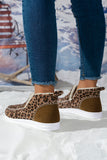 Dark Grey Leopard Print Ankle Patched Flat Winter Fur Boots