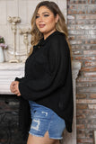 Plus size waffle knit button-up collared neck shirt for women