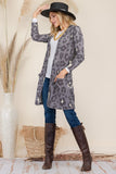 Celeste Full Size Leopard Open Front Contrast Cardigan