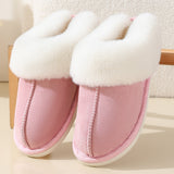 Winter suede fur mouth cotton slippers