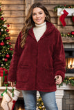 Plus Size Zip Up Long Sleeve Hooded Outerwear