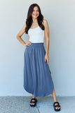 Doublju Comfort Princess Full Size High Waist Scoop Hem Maxi Skirt in Charcoal