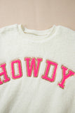 HOWDY Patched Round Neck Sherpa Sweatshirt