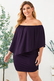 Plus size  Dressing Layered Dark Blue Mini Poncho Dress