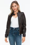 Snobbish PU Leather Biker Jacket with Side Zip Pockets