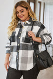 Plus size plaid button up jacket with collared neck