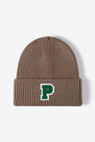 Letter Patch Cuffed Knit Beanie