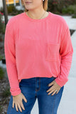 White Plus Size Ribbed Textured Long Sleeve T Shirt