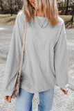 Light Grey Ribbed Corduroy Oversized Sweatshirt