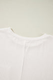 White Plus Size Ribbed Textured Long Sleeve T Shirt