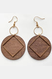 Geometrical Shape Wooden Dangle Earrings