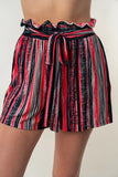 White Birch Full Size High Waisted Striped Shorts