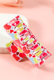 Racing Red Valentines Heart Print Hollow Out Square Hair Claw Clip