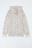 Printed Subtle Slit Plus Size Leopard Hoodie