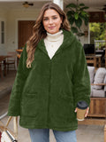 Plus Size Zip Up Long Sleeve Hooded Outerwear