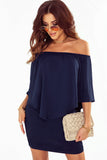 Plus size  Dressing Layered Dark Blue Mini Poncho Dress