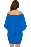 Plus size  Dressing Layered Dark Blue Mini Poncho Dress