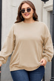 Black Loose Patchwork Crewneck Plus Size Sweatshirt