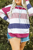 Plus Size Striped Slit Long Sleeve T-Shirt