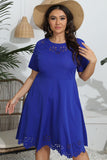 Plus Size Round Neck Openwork Dress