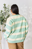 Sew In Love Full Size Contrast Striped Round Neck Sweater