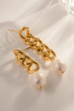 Stainless Steel Pearl Asymmetrical Earrings