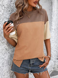 Mandy Color Block Round Neck Half Sleeve T-Shirt