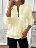 Texture Half Zip Long Sleeve Sweatshirt