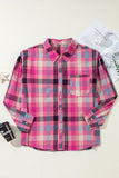 Rose Stripe Plus Size Checkered Print Button up Shirt