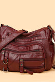 Multi-Pocket PU Leather Crossbody Bag