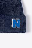 Letter N Patch Cuffed Knit Beanie