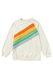 Black Rainbow Raglan Sleeve Crew Neck Plus Size Sweatshirt