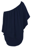 Plus size  Dressing Layered Dark Blue Mini Poncho Dress