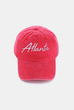 Zenana Washed ATLANTA Embroidered Baseball Cap