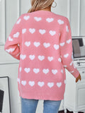 Heart V-Neck Button Up Long Sleeve Cardigan