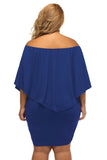 Plus size  Dressing Layered Dark Blue Mini Poncho Dress