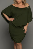 Plus size  Dressing Layered Dark Blue Mini Poncho Dress