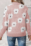 Flower Half Zip Long Sleeve Sweater