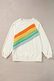 Black Rainbow Raglan Sleeve Crew Neck Plus Size Sweatshirt