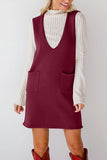 Lovelet Pocketed V-Neck Mini Sweater Overall Dress