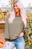 Black Stripe Loose Drop Shoulder Long Sleeve Top