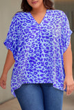 Plus Size Printed Notched Neck Half Sleeve Top