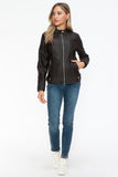 Snobbish Faux Leather Biker Jacket with Side Zip Pockets