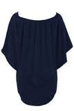 Plus size  Dressing Layered Dark Blue Mini Poncho Dress